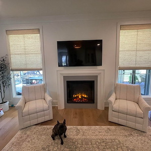 Appealing Woven Wood Shades and Roman Roller Shades on Woodland Dr in Charlotte, NC