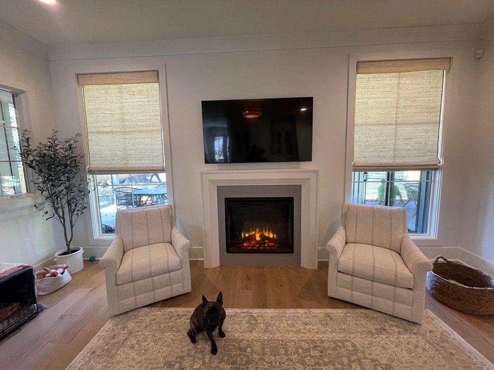 Appealing Woven Wood Shades and Roman Roller Shades on Woodland Dr in Charlotte, NC